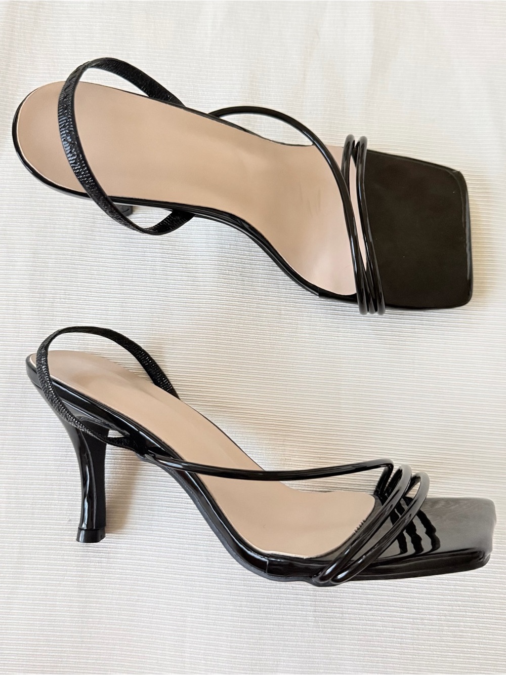 Womens Sandals Heels Strappy Dressy Black Shoe Size 8